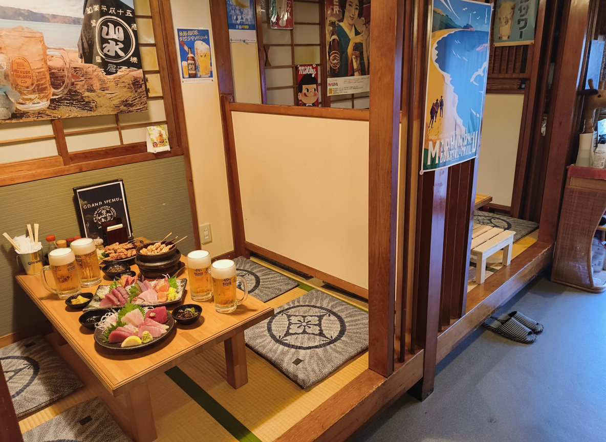 宮古市の海鮮居酒屋山水の小上がり席